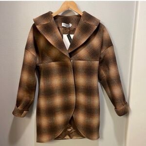 NWT Quaint brown and tan woman’s plaid wool jacket